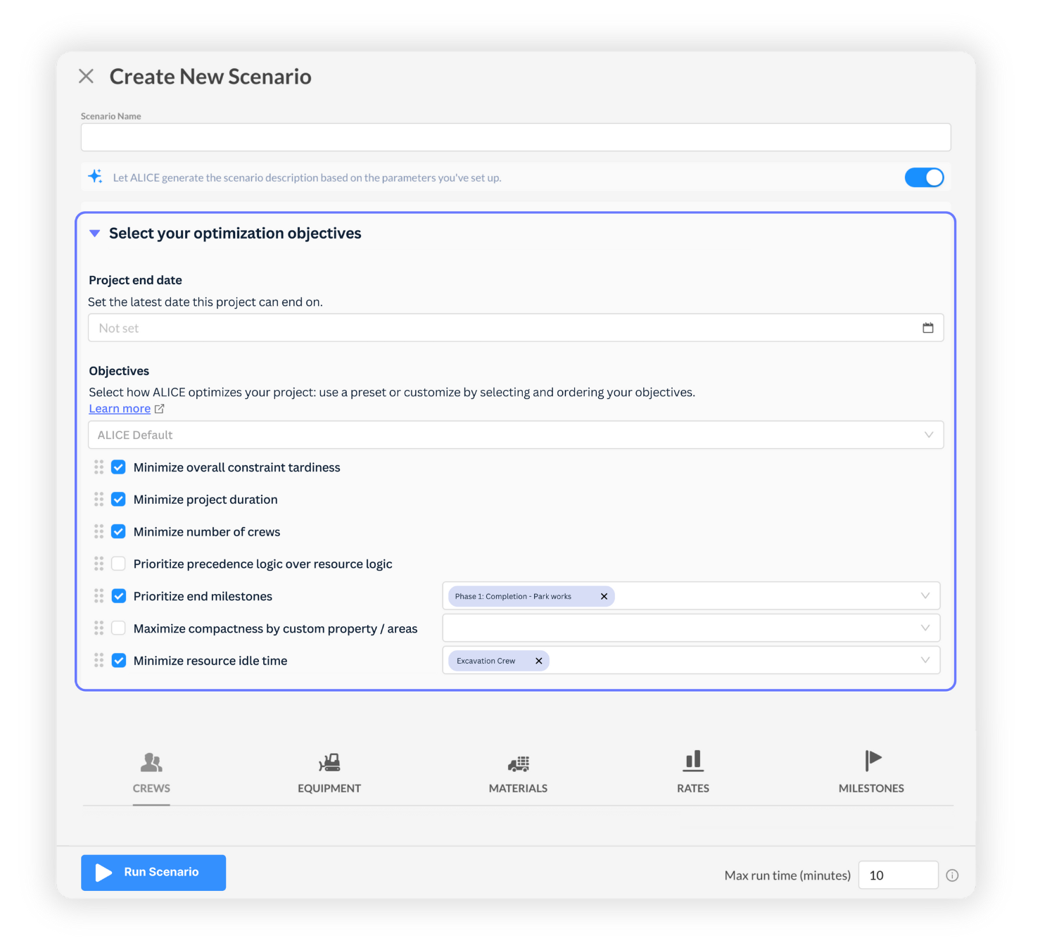 Optimization objectives UI_Webpage 1